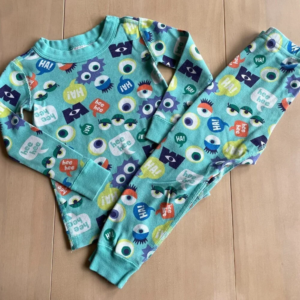 Hanna‎ Andersson X Disney Monsters Inc. Organic Long John PJs Pajamas Set - 3T